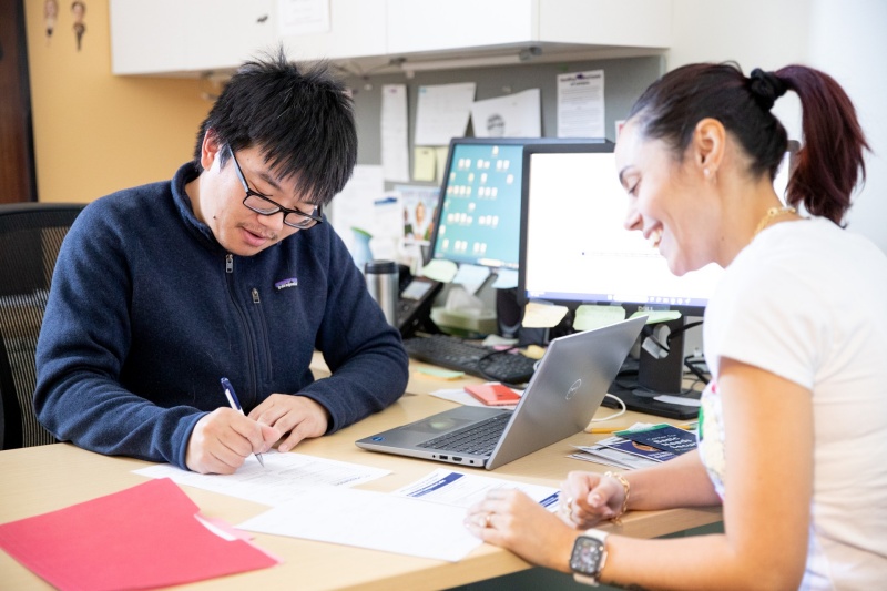 Student receiving advising.